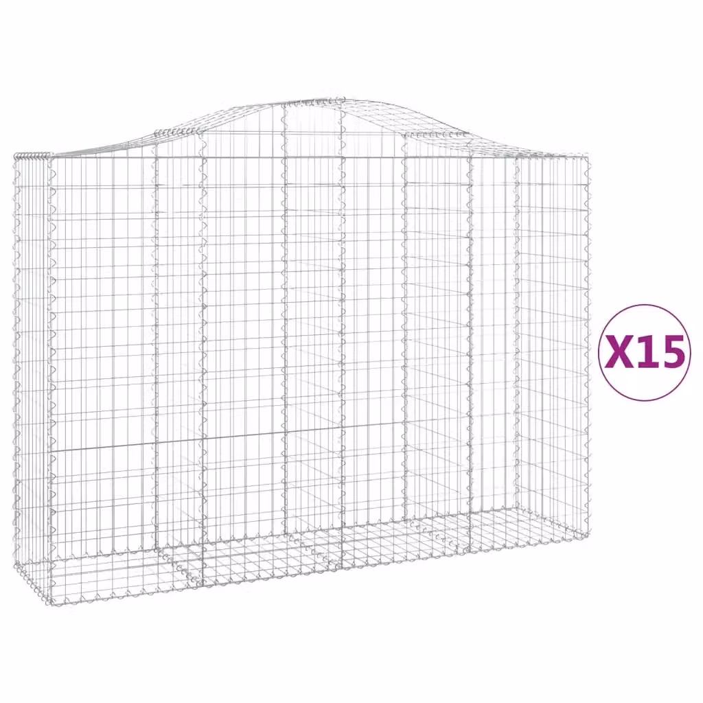 Set di 15 Cesti Gabbioni ad Arco Videx in Acciaio Zincato Colore Argento L: 200 cm, P: 50 cm, H: 140/160 cm – 2
