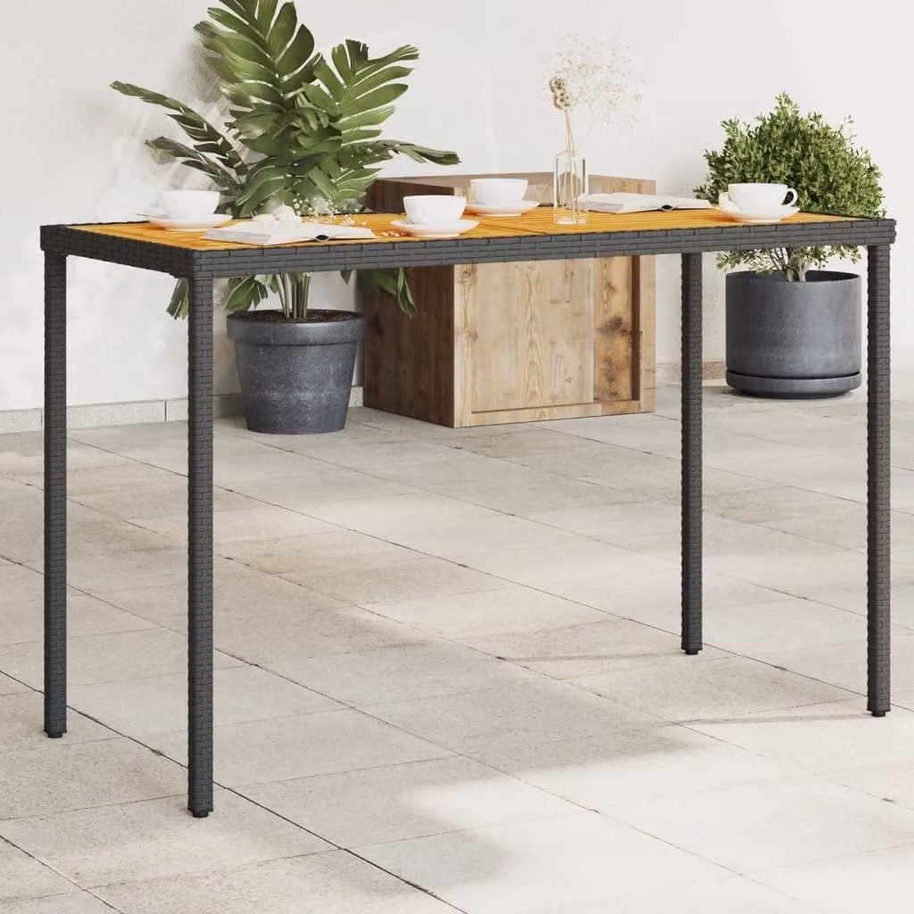 Maison Exclusive - Tavolo da giardino con piano in legno di acacia 115x54x74 cm Poly Rattan