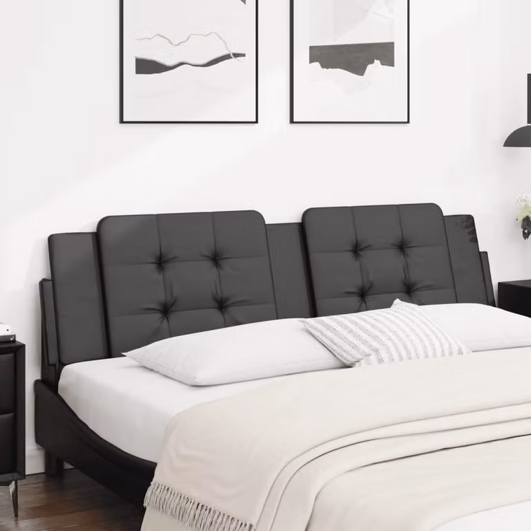 Testiera per letto imbottita vidaXL Zadar in similpelle nera, Larghezza: 180 cm