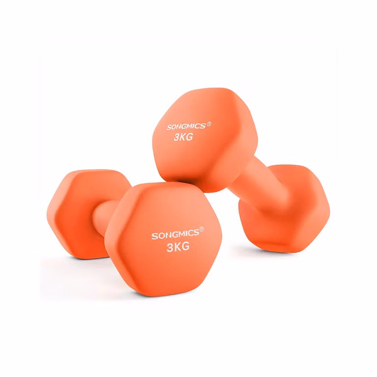 Set di 2 Manubri 2x5 kg con Superficie in Vinile Grigio, Arancione Papaya / 2x3 kg