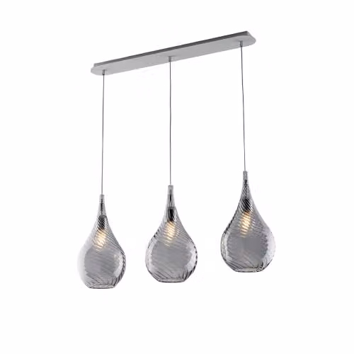 Lampadario Binario Moderno Pluvia Metallo Grigio Fumè 3 Luci E27