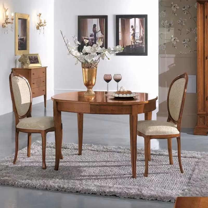 Tavolo ovale allungabile classico in legno Bassano marrone Mobili 2G L: 115 cm, P: 95 cm, H: 78 cm – 2