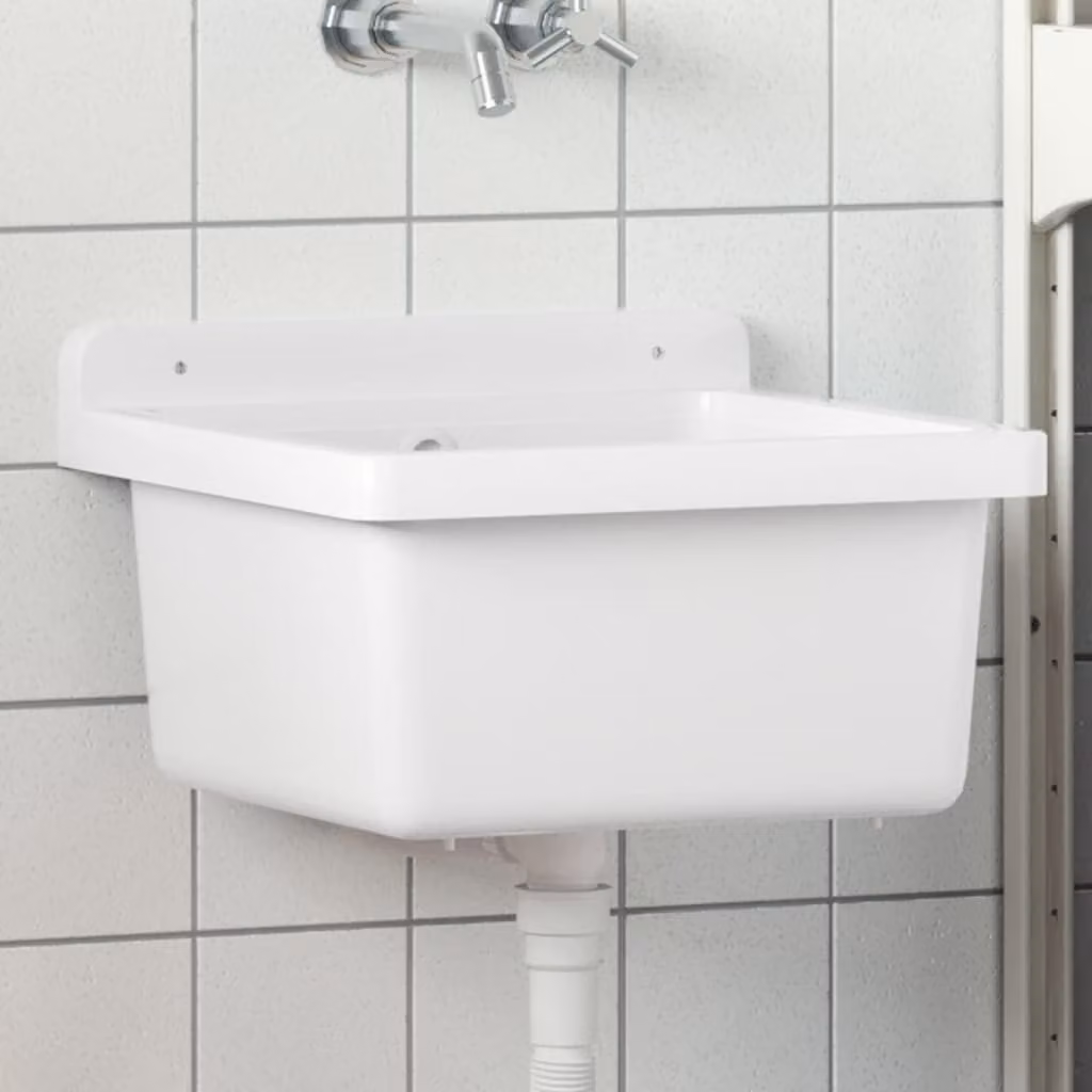 Lavabo a parete vidaXL in resina bianco L 40 cm x P 40 cm x H 24 cm