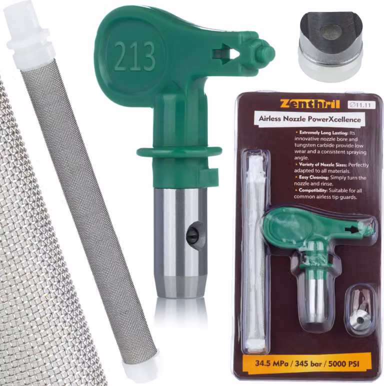 Zenthril PowerXcellence Modello 213 – Ugello per Verniciatura Ad Alta Pressione con Filtro | Larghezza di Spruzzo 10 cm | Primer, Uretani, Epossidici
