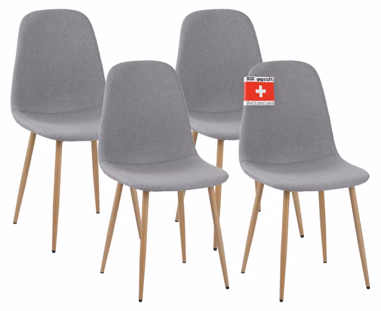Set di 4 sedie per sala da pranzo FANO grigio - Sedia imbottita e confortevole per un design moderno ed elegante al tavolo da pranzo - sedia da cucina o da sala da pranzo con elevata capacità di carico fino a 110kg