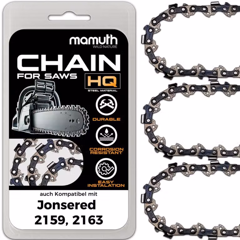 3 catene per motosega, lunghezza 38 cm, passo 0,325", spessore 1,5 mm, 64 maglie, compatibili con le motoseghe Jonsered 2159 e 2163