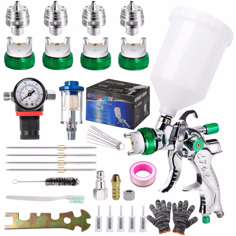 Set di pistole a spruzzo HVLP Solidchoice, con regolatore di pressione e 4 ugelli