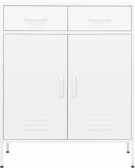 Armadietto a parete vidaXL in metallo bianco con ante a battente e ripiani interni L: 80 cm, P: 35 cm, H: 101,5 cm