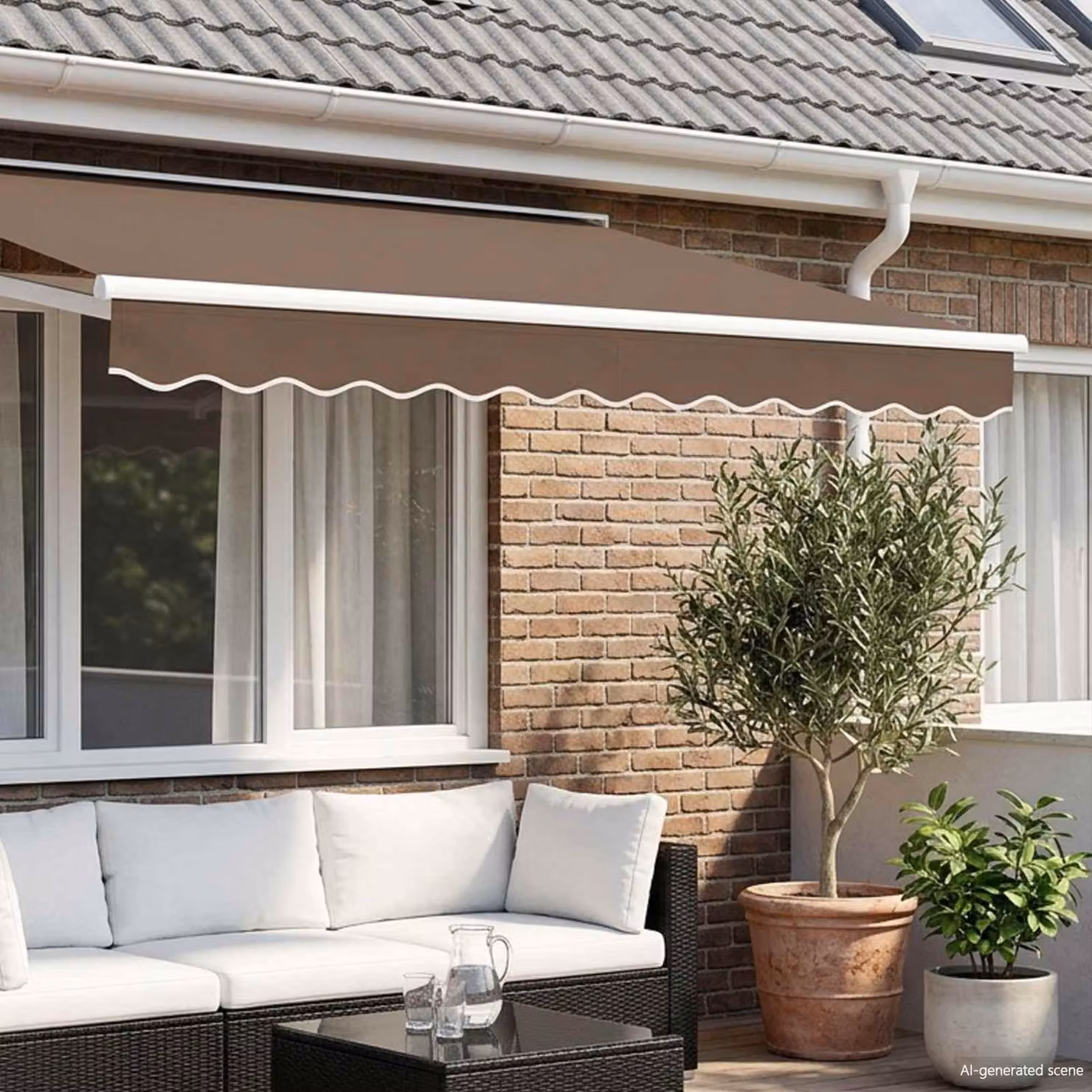 Maison Exclusive - Sostituzione del meccanismo di avvolgimento per tenda da sole, colore taupe, materiale: poliestere, lunghezza: 3,5 metri