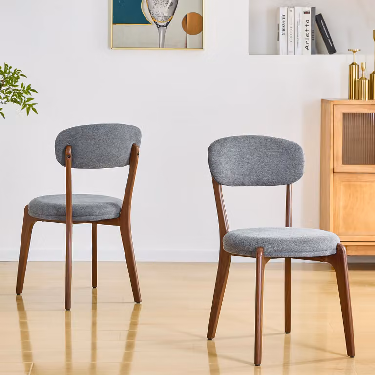 okwish Sedia da pranzo moderna, set da 2 sedie imbottite, seduta imbottita, robusto telaio in metallo, forme arrotondate, per sala da pranzo, cucina e salotto, grigio