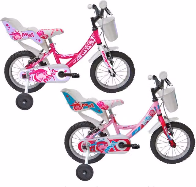 Bicicletta per bambina Mya GIORDANOSHOP colore rosa/ciclamino con 2 freni e struttura in metallo