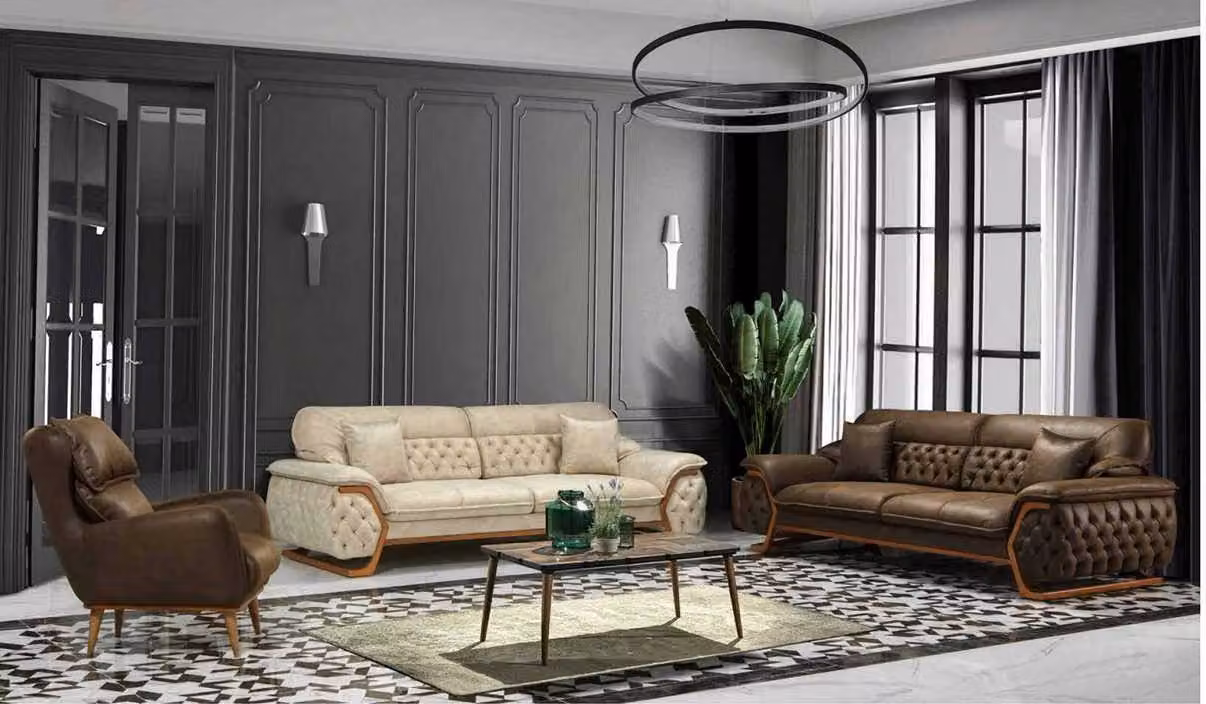 Sofa Set 3+3+1 Sitz Modern Sofagarnitur Wohnzimmer Luxus Garnitur Gruppe