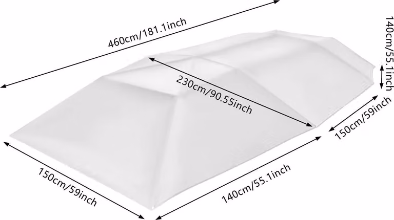 Tenda da sole pieghevole per auto - Tenda da sole da 4,6 m - Azionamento semiautomatico e manuale - Protezione dai raggi UV e dagli escrementi degli uccelli - Tessuto Oxford in fibra di vetro - Blu navy/grigio argento