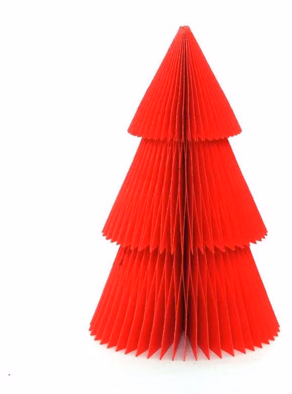 Albero di Natale in carta alveolare, colore rosso, 20 cm. Prodotto con materiali naturali