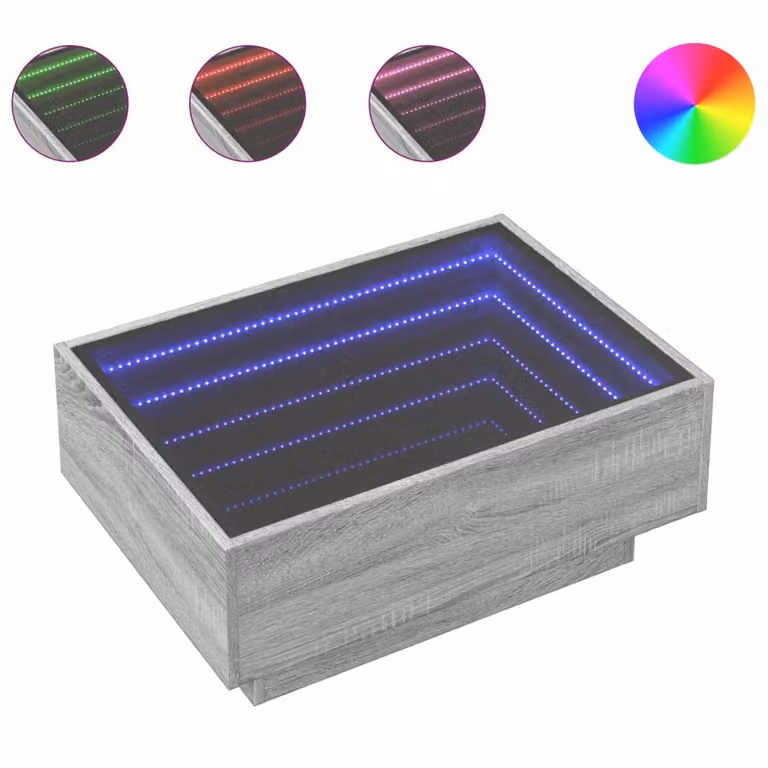 Tavolino Salotto con LED Grigio Sonoma 70x50x30 cm Multistrato