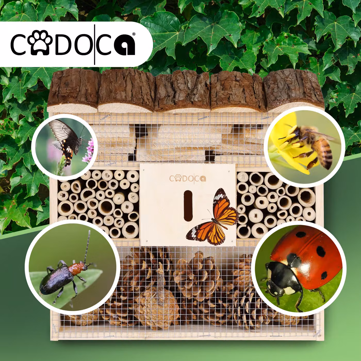 Casetta per insetti Cadoca in legno e bambù colore marrone H: 31 cm, L: 30,5 cm, P: 9,5 cm – 2