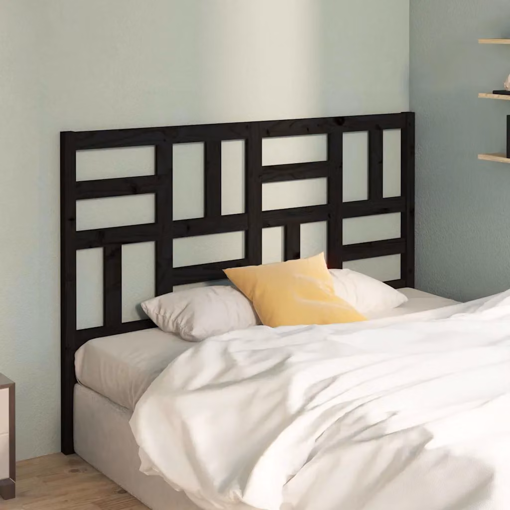 Testiera per Letto vidaXL in Legno Massello di Pino Nero, Design Moderno e Geometrico, L 126 x P 4 x H 104 cm