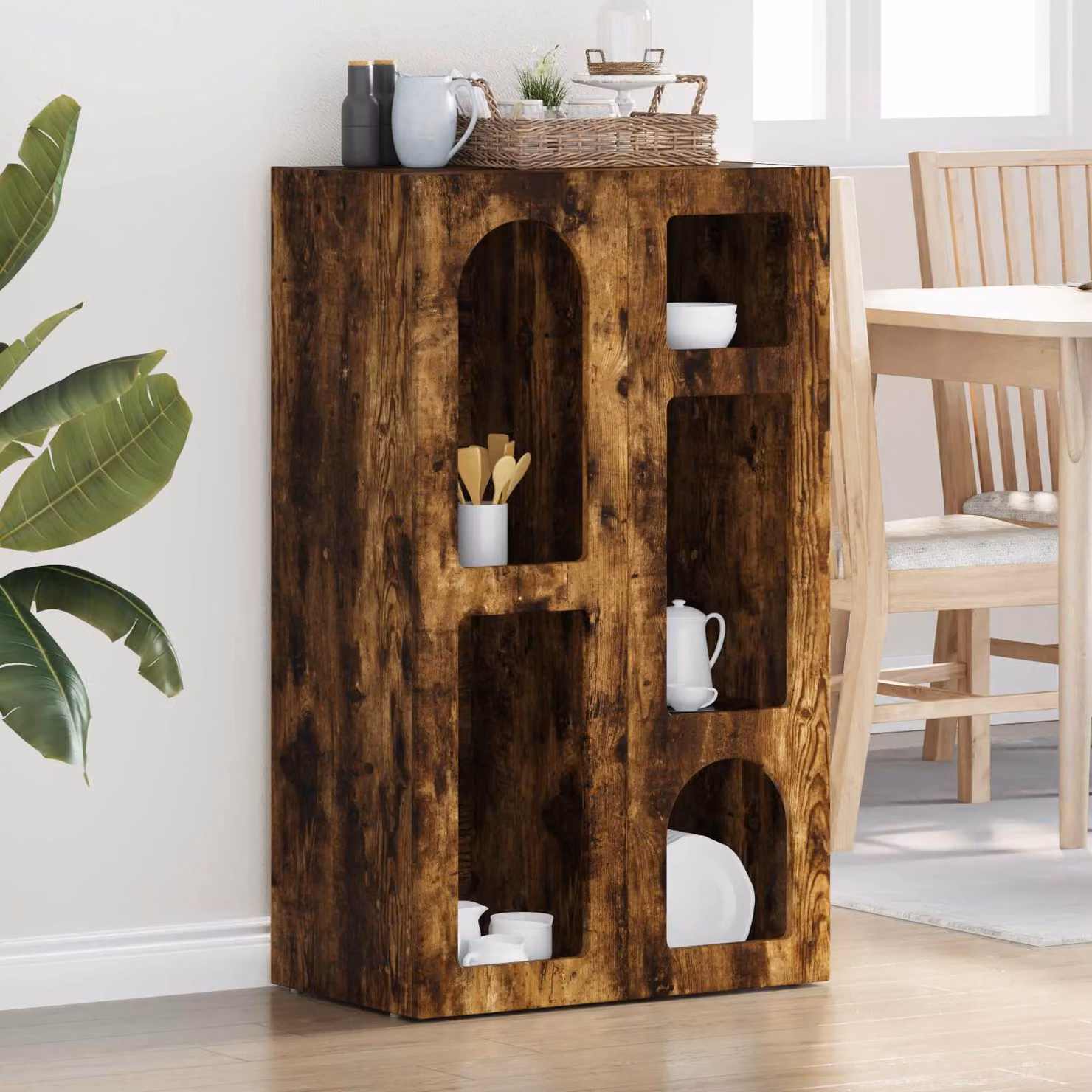 Credenza moderna vidaXL ELST in rovere fumo marrone L: 59 cm, P: 35 cm, H: 100,5 cm