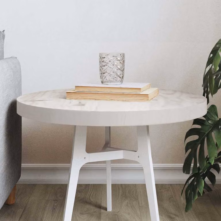 vidaXL Piano Tavolo Rotondo in Legno Massello di Pino Bianco Ø50 x 3 cm
