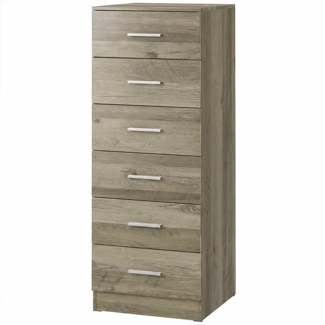 Cassettiera Moderna HOMCOM con 6 Cassetti per Camera da Letto, Grigio, L 40 cm x P 40 cm x H 110 cm