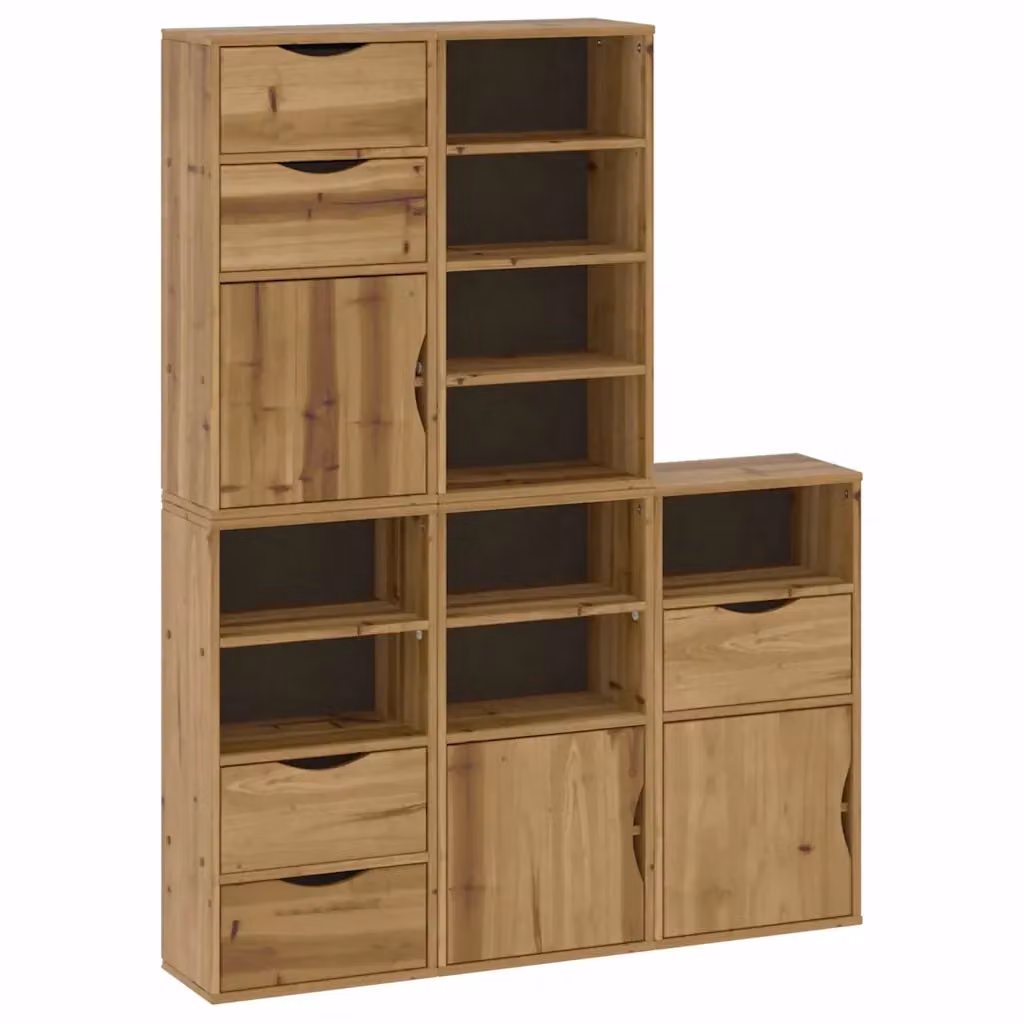 Set di 5 armadietti a muro vidaXL ODDA in legno di pino massello marrone, L: 40 cm, P: 24 cm, H: 79 cm – 2