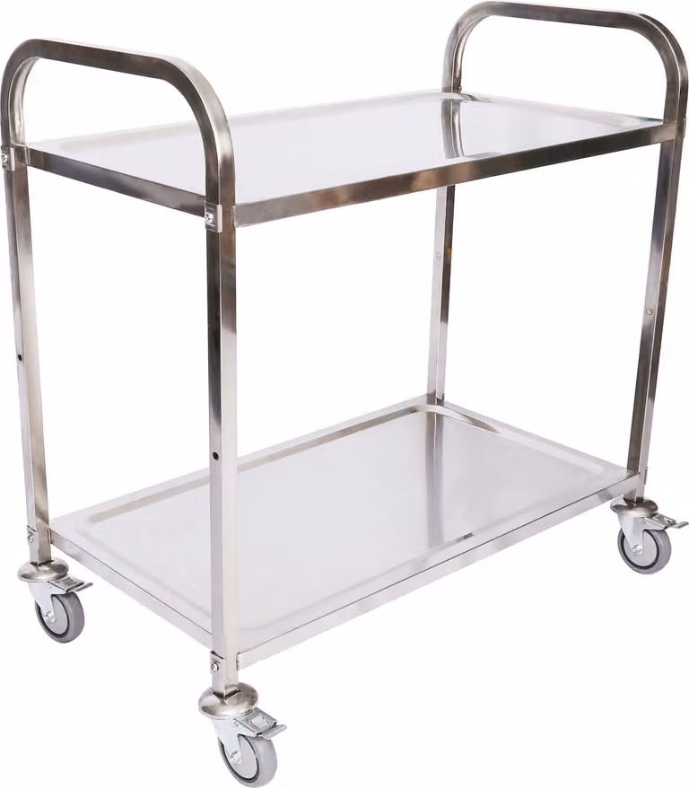 Carrello di servizio in acciaio inox 2 ripiani fino a 150 kg Carrello da cucina Carrello rotante Ruote scorrevoli con freno