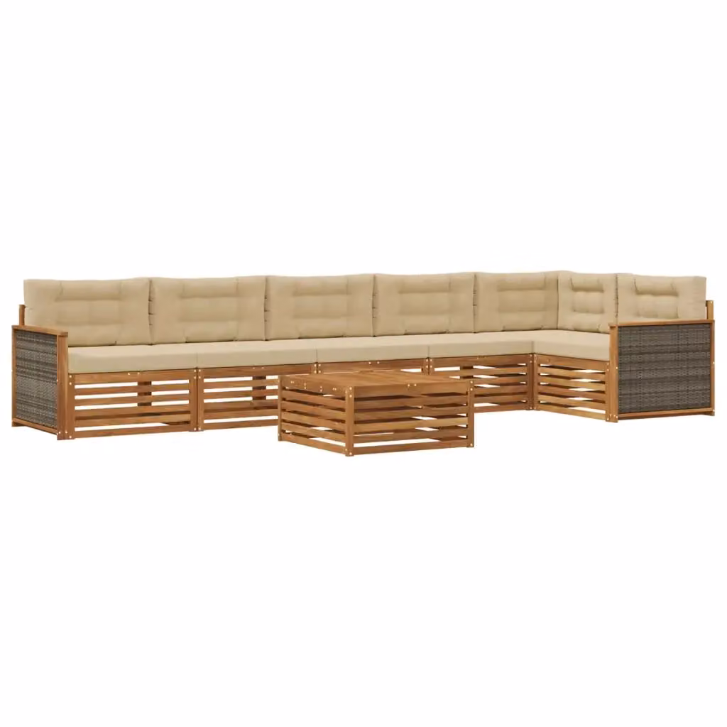 Set di divani da esterno moderno vidaXL in legno di acacia con 7 pezzi colore beige – 2
