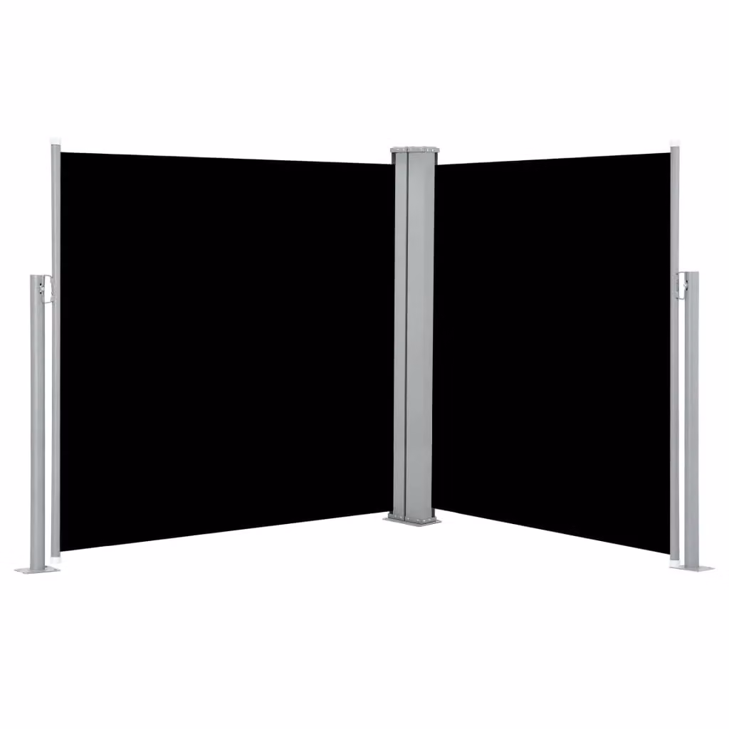Tenda da sole laterale retrattile e schermo privacy per patio e giardino in poliestere nero, L: 600 cm, H: 140 cm – 2