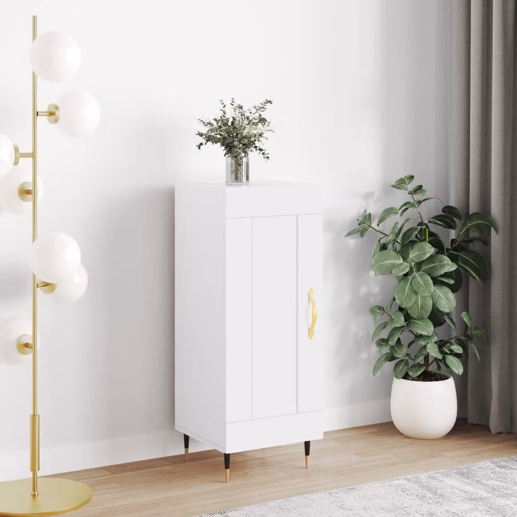 Credenza moderna vidaXL bianca in legno e metallo L: 34,5 cm, P: 34 cm, H: 90 cm