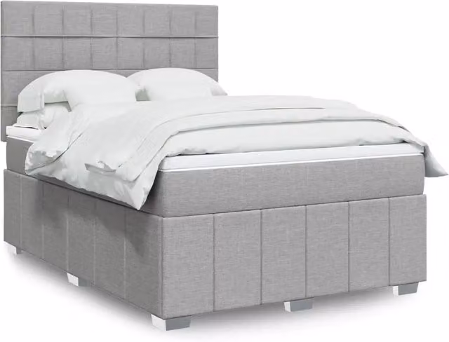 Letto Ibrido con Giroletto a Molle e Materasso vidaXL in Tessuto Grigio e Bianco L/P: 140 x 200 cm