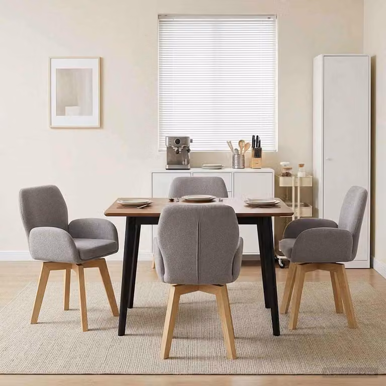 Set di 4 sedie da pranzo girevoli vidaXL in tessuto bouclé grigio chiaro con design moderno