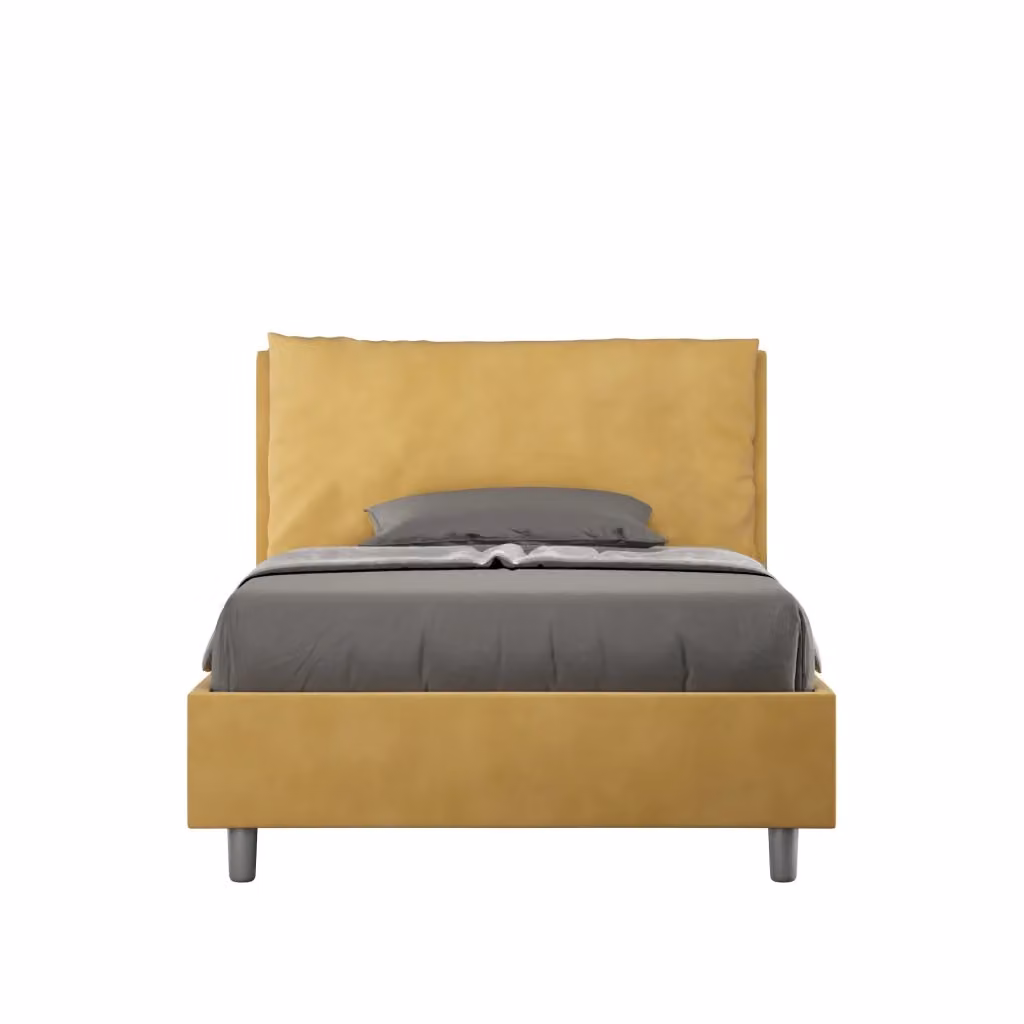 Letto una piazza e mezza Antea Large Ityhome con rete imbottita in microfibra colore giallo L 130 cm x P 190 cm – 2