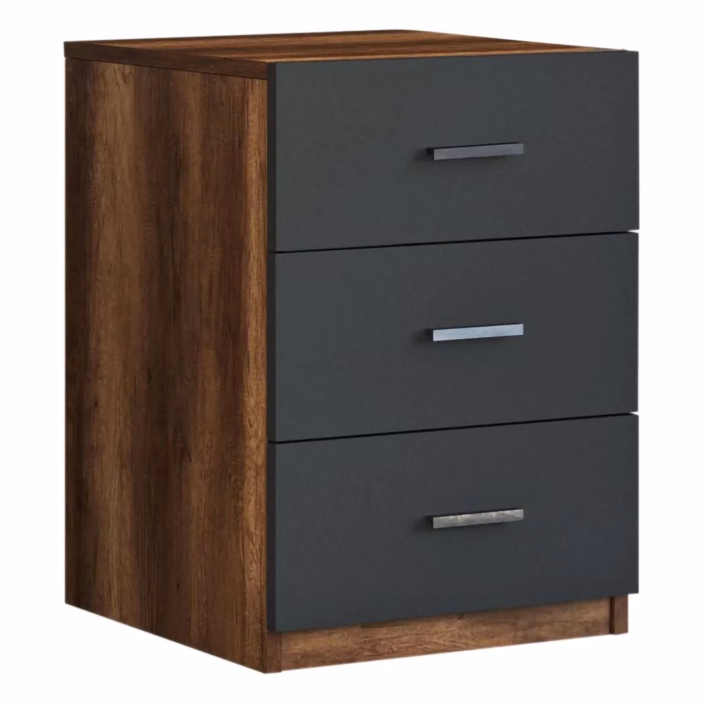 Cassettiera DMORA con 3 cassetti in stile moderno, colore nero antracite, L 45 cm x P 47 cm x H 62 cm – 2