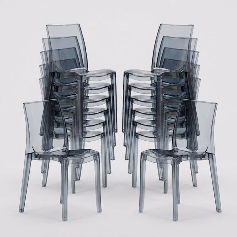 set di 18 sedie trasparenti Cristal Light Grand Soleil per bar e ristoranti - nero antracite trasparente