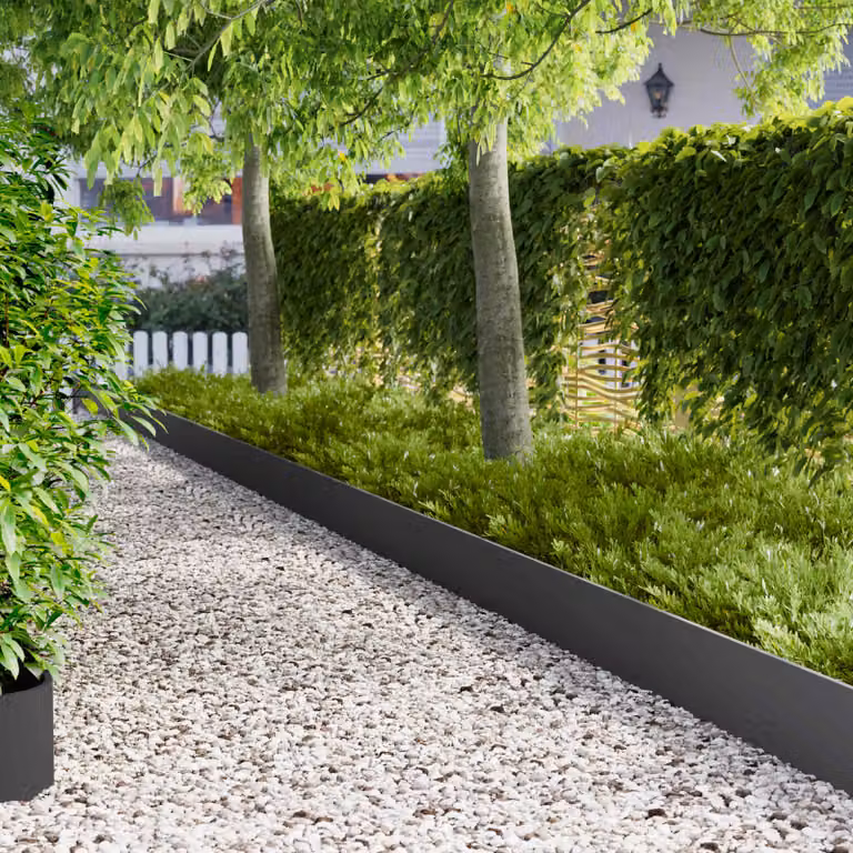 Set di 10 bordure per prato vidaXL in acciaio nero con bordo superiore piegato, L: 103 cm, H: 25 cm