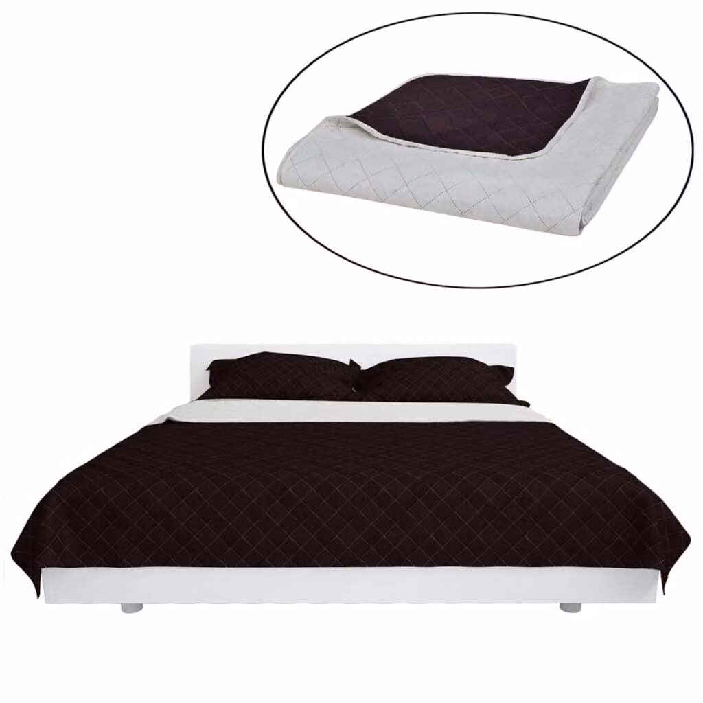 vidaXL Copriletto bifacciale trapuntato beige/marrone 230x260 cm