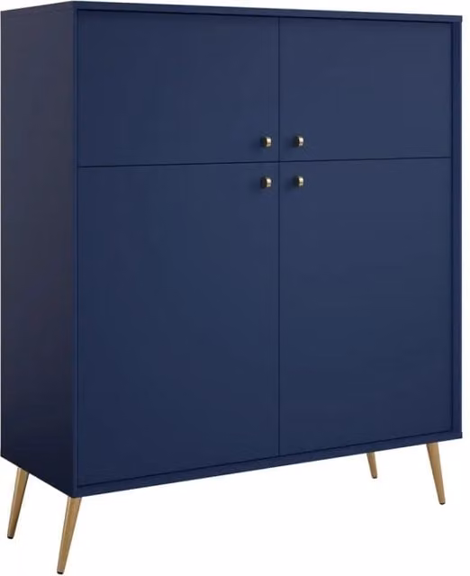Buffet alto design AZURÉA – 2 ante battenti – Blu profondo – 105x122x41 cm