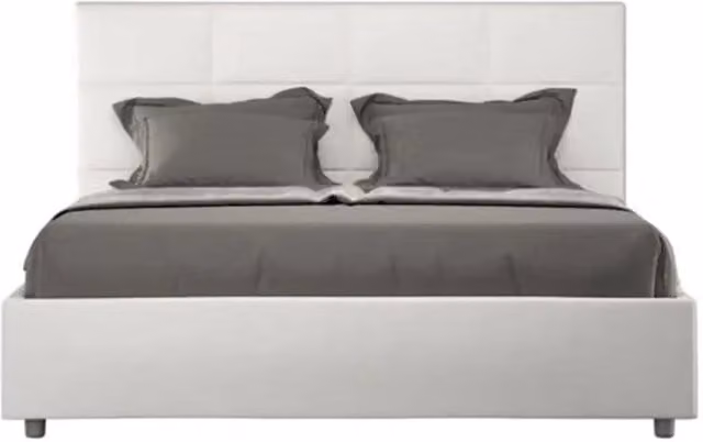 Letto matrimoniale senza rete imbottito 160x190 similpelle bianco Mika