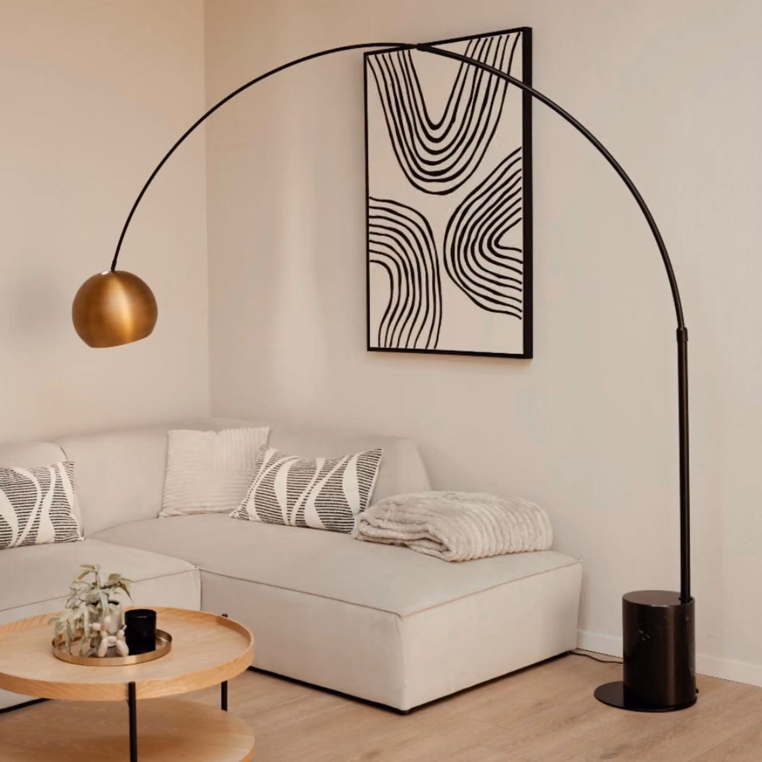 s.luce Lampada ad arco di design a sfera con base moderna in marmo