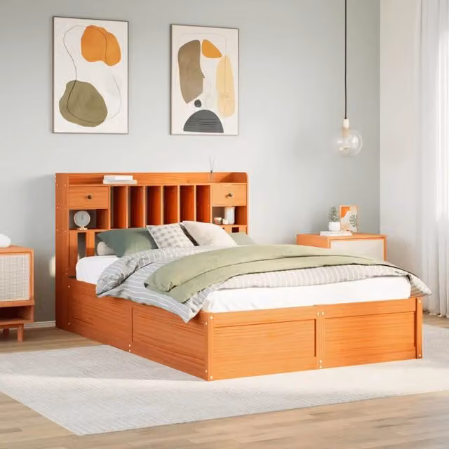 Giroletto senza Materasso Marrone Cera 160x200 cm Legno di Pino 3323490