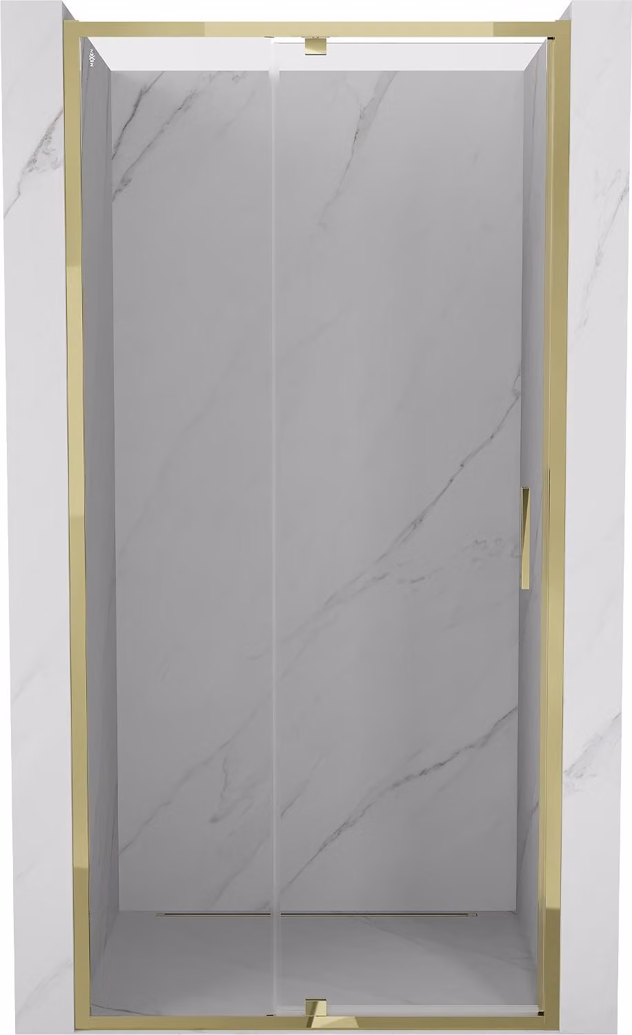 Mexen Exo porta doccia a battente 125 cm, trasparente, dorata - 819-125-000-50-00