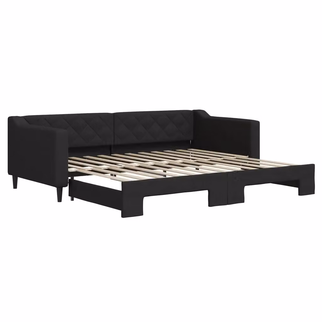Divano Letto Moderno vidaXL con Letto Estraibile in Tessuto Nero 90x200 cm – 2