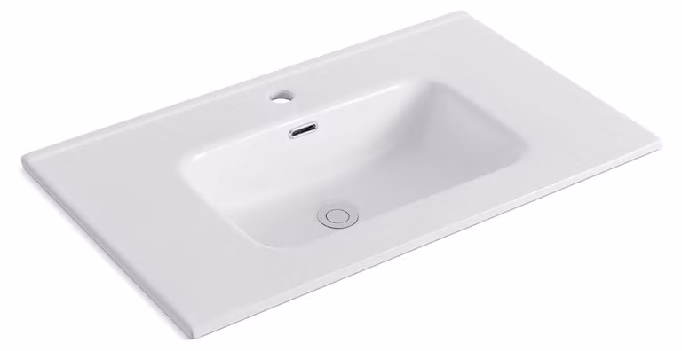 Lavabo Consolle da Appoggio LAV9080ES 81x36.5 cm in Vetroceramica Bianco Lucido – Stile Moderno