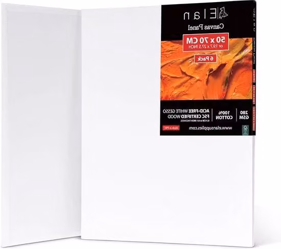 Set di 6 Schede da Pittura in Canapa 100% Bianco, L 50 cm x H 70 cm, Ideali per Colore Acrilico