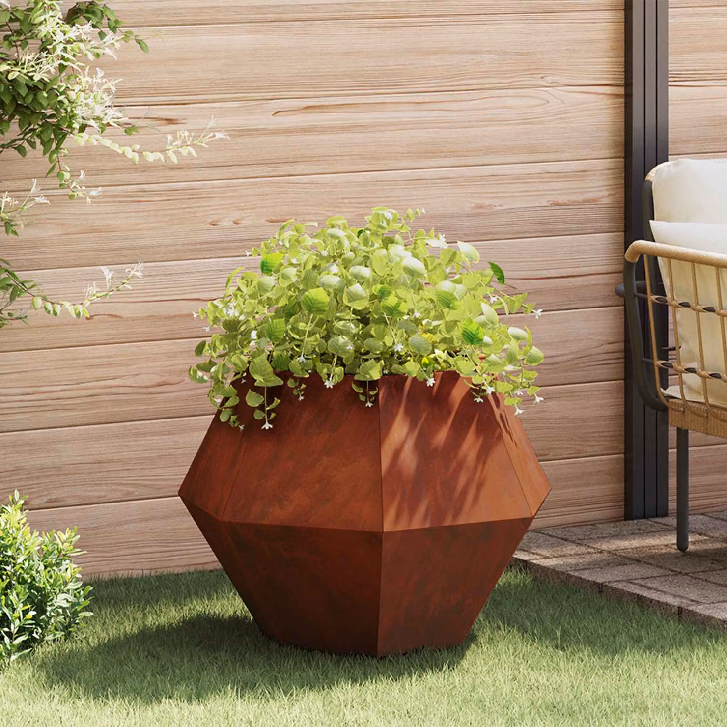 Fioriera vidaXL in acciaio color marrone per giardino ornamentale o erbe aromatiche L/P/H: 75 x 75 x 60 cm