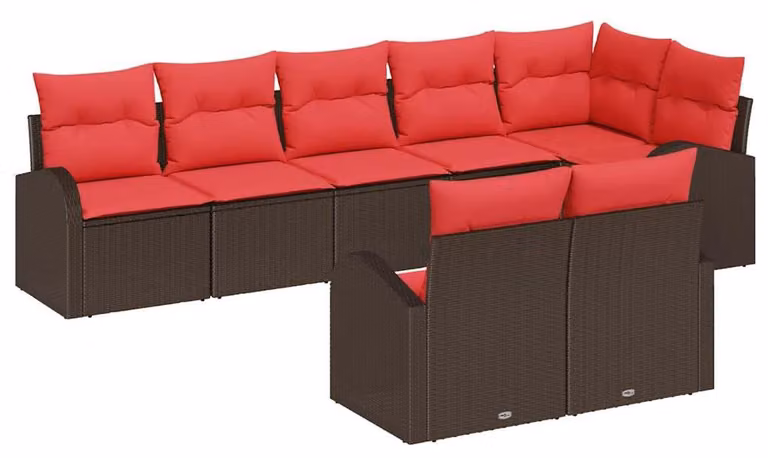 Set Divano da Giardino Marrone polyrattan