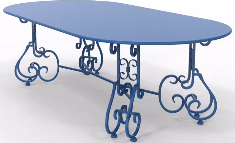 Casa Padrino Tavolo da giardino liberty 245 x 120 x H. 73,5 cm - Vari colori - Tavolo ovale in ferro battuto per giardino e patio - Mobili da giardino e patio in ferro battuto liberty