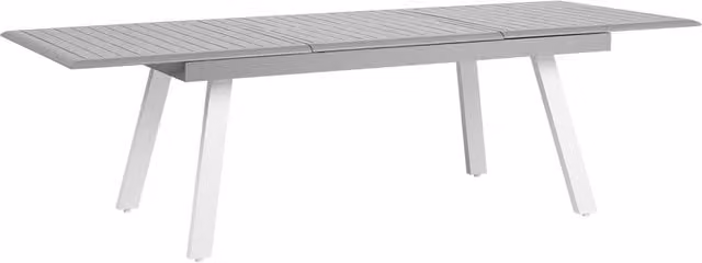 Tavolo da pranzo rettangolare allungabile Beliani in alluminio verniciato a polvere grigio e bianco resistente ai raggi UV