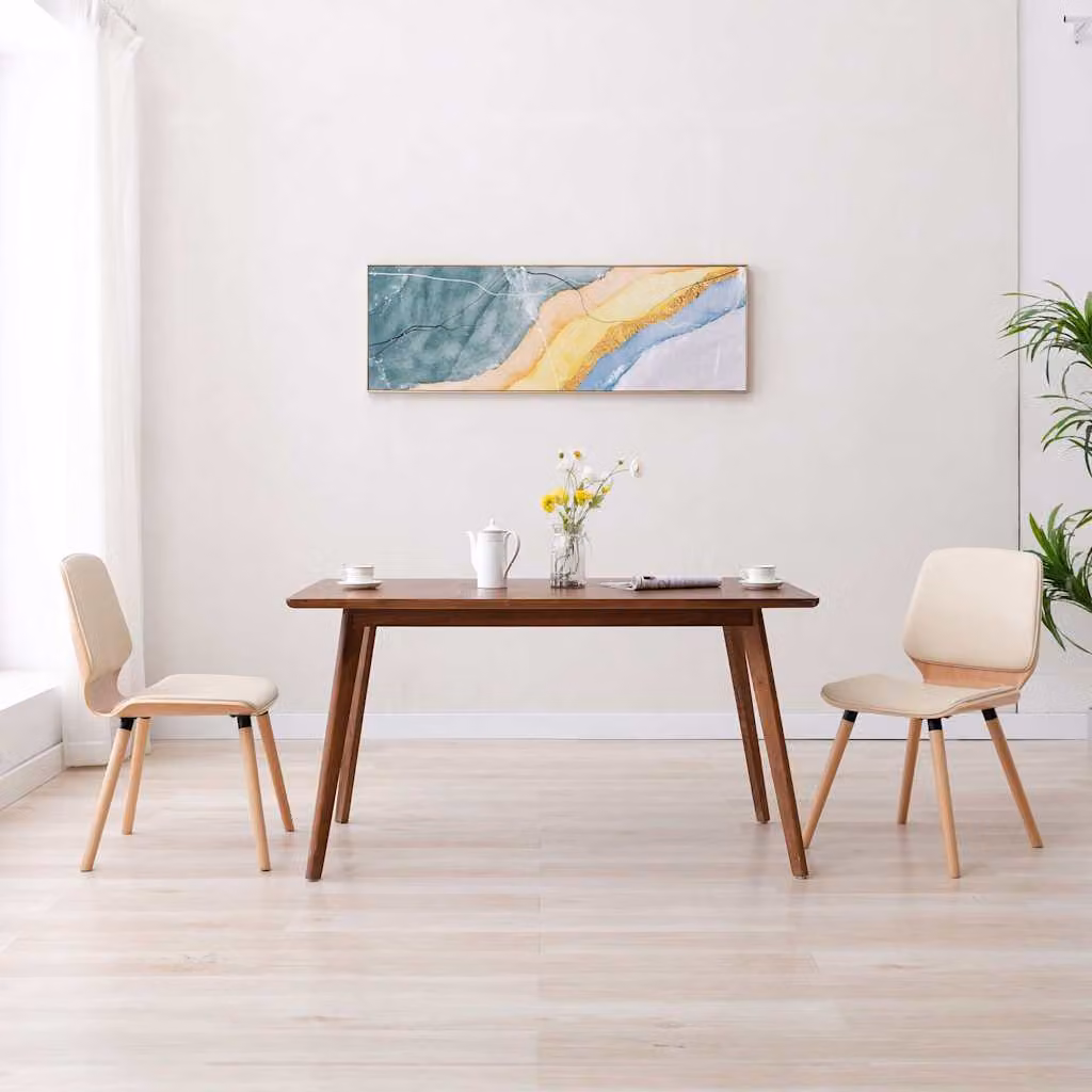 Set di 2 sedie da pranzo moderne vidaXL in similpelle beige per cucina e sala da pranzo