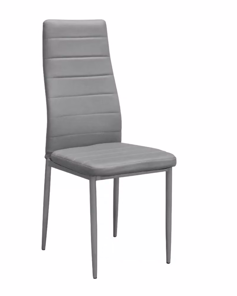 Set di 6 sedie moderne Mobili 2G in metallo ed ecopelle grigio L: 42,5 cm, P: 36 cm, H: 97,5 cm